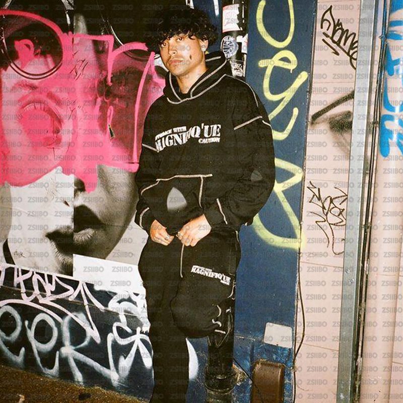 Felpa con cappuccio hip hop alla moda da strada stampata con lettere personalizzate Monsoon autunno/inverno 2023_voghion.com