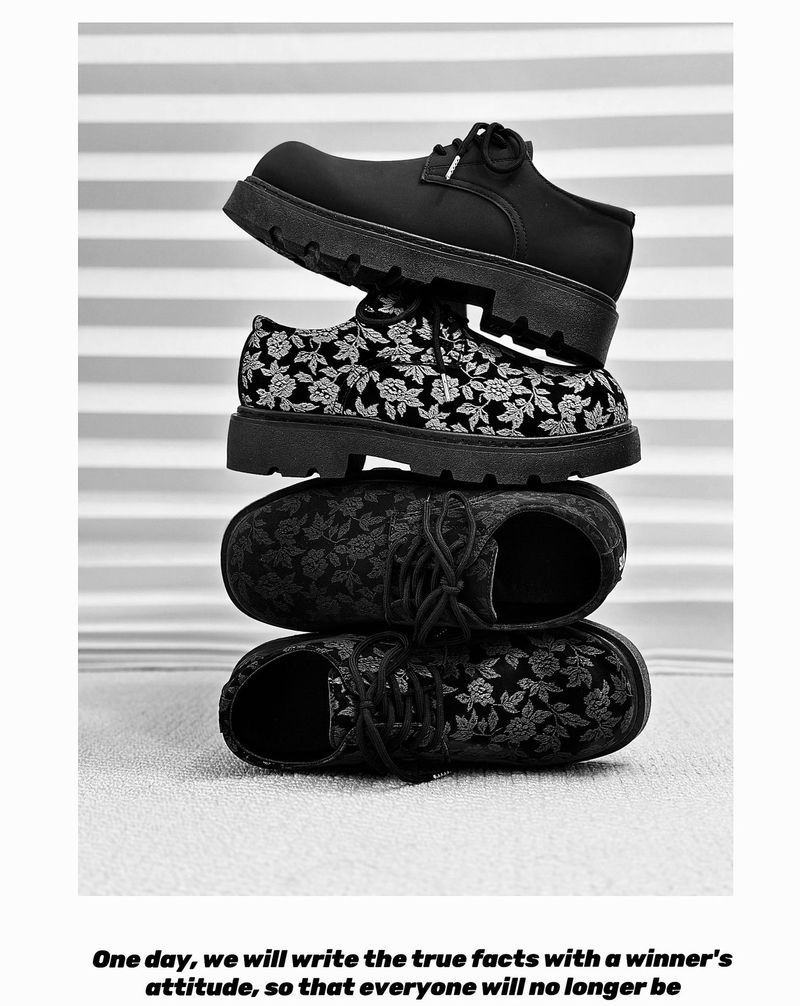 Derby-Schuhe für Herren, klobige Sohle, niedrig geschnitten, Freizeitschuhe aus Leder für Jugendliche – atmungsaktives und wasserdichtes Obermaterial aus PU, Gummisohle (Schwarz, Größen 39–44)_voghion.com