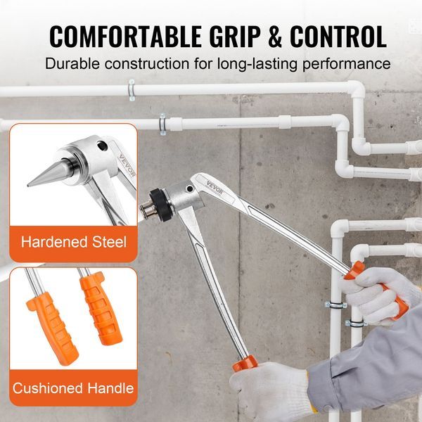 Pipe Tube Expander, 1/2', 3/4', 1' OD PEX Tubing Expander, Professional Manual Lever PEX Tools Expander, With 3 Expansion Heads, Pipe Cutter For PE_voghion.com