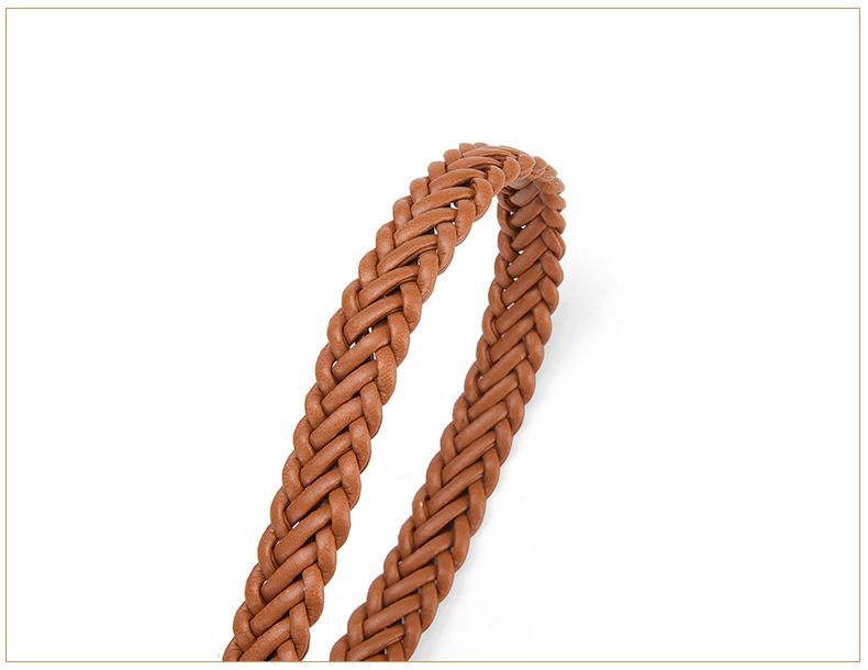 Geflochtener Gürtel für Damen, Sommer, Retro, gewebt, bronzefarbene Schnalle, dünner Gürtel für Damen, modisch, vielseitig, Kleid, frei stanzbar, PU-Dekorgürtel für Damen_voghion.com