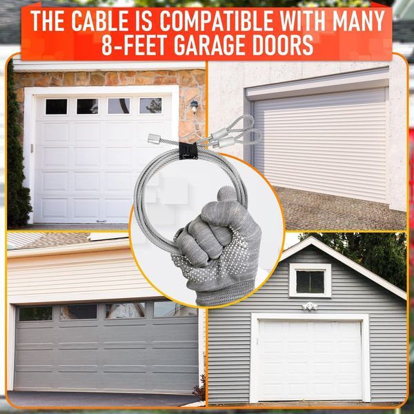 Garage Door Cable For 8 Ft Door 9 Ft 7 In Long Heavy Duty 304 Steel Galvanized Cables Pack Of 2 Corrosion Resistant Rust Proof Wire Durable Smooth O_voghion.com
