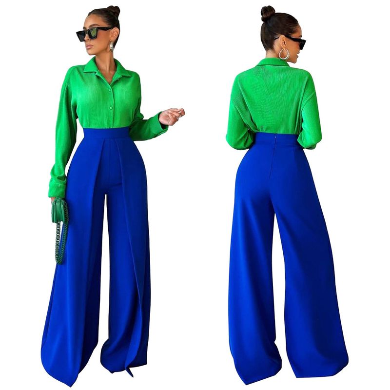 Damenbekleidung, drapiert, locker, schmal, weites Bein, einfarbig, gerader Stil, modische Freizeithose_voghion.com