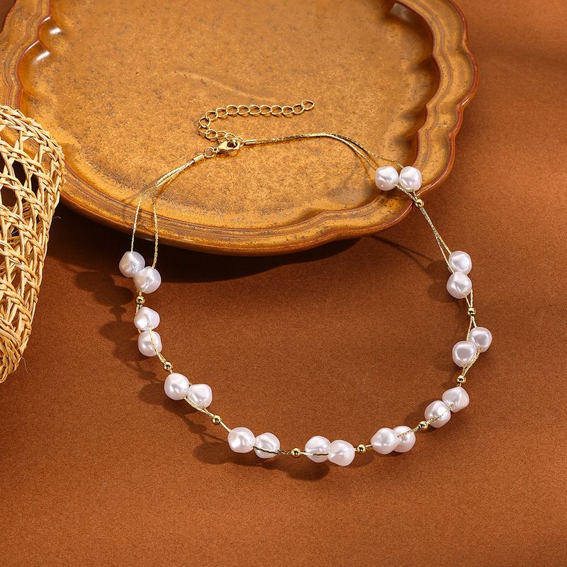 accessories high end clavicle chain fashionable temperament beaded double layer pearl necklace choker_voghion.com
