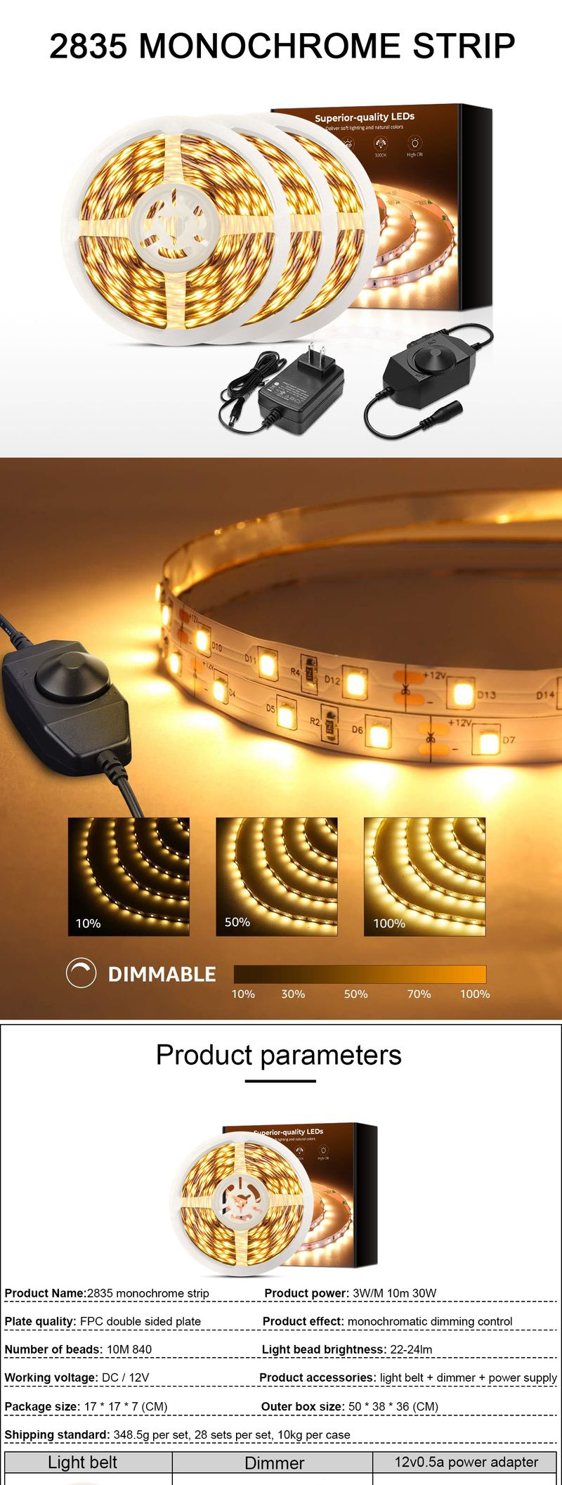 Striscia luminosa a LED colorata 5050RGB, set di strisce luminose con telecomando a infrarossi, striscia luminosa per tendone da 10 metri, 24 tasti_voghion.com