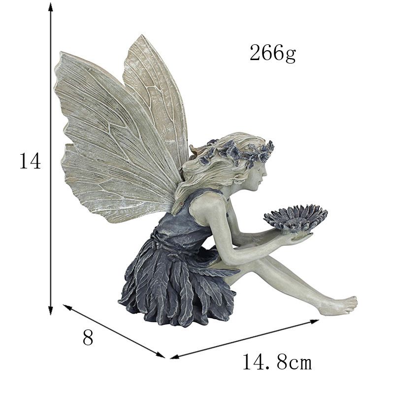 New Home Fairy Bird Feeder Girl Little Angel Statue Outdoor Yard Decoration Ornament_voghion.com