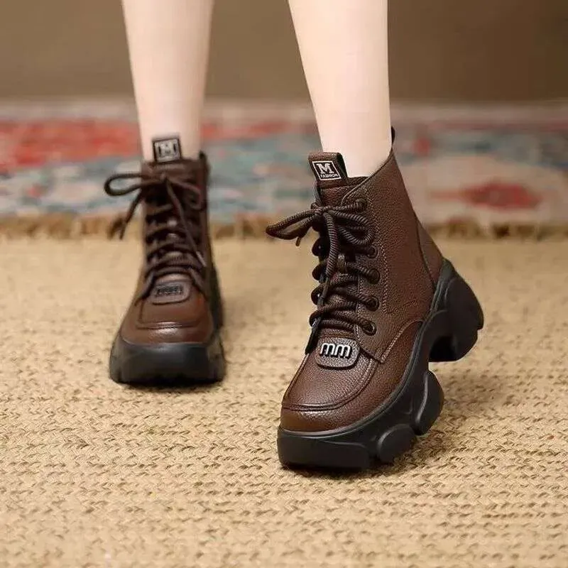 Thick Veet Martin For Women 2024 New Autumn And Winter Versatile Fashion Women's Soft Soled Small Height Increasing_voghion.com