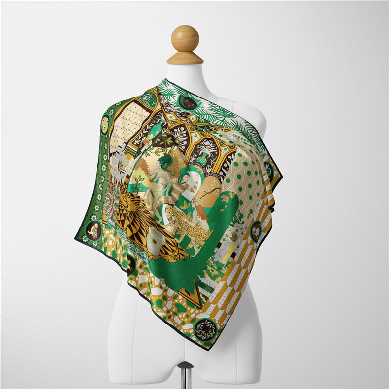 New Convenient Headband Simulation Warm Silk 53cm Printed Small Square Scarf_voghion.com