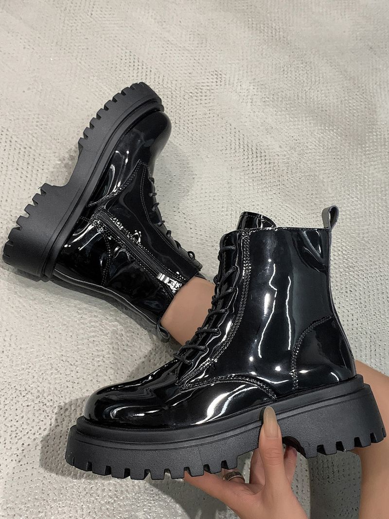 Autumn and winter new round head short handsome motorcycle boots_voghion.com