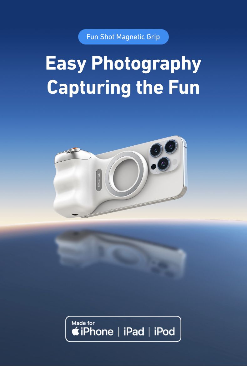 Fun Shot Magnetic Grip, Ergonomic Style Phone Camera Grip With Detachable Remote, Expandable Functionality For_voghion.com