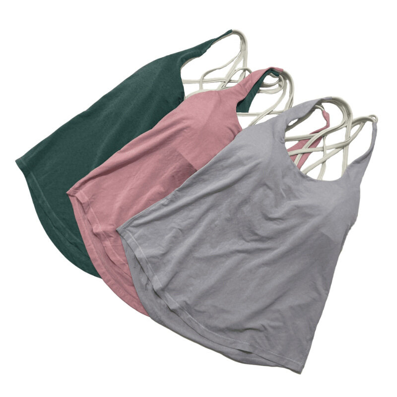 SUPERFLOWER 2 w 1 Sport Vest Open Back Women's Yoga Tank z biustonoszem w środku Gym Loose Fiess Running Sleeveless Top_voghion.com
