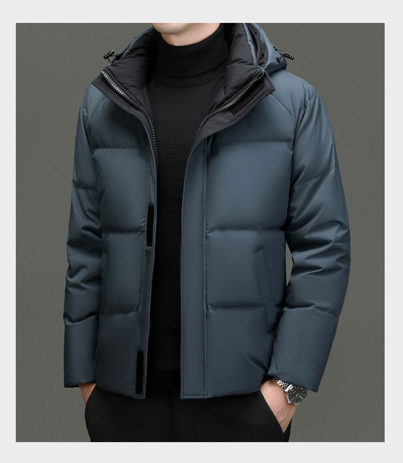 Men's Winter Hooded Down Jacket With Detachable Hood, 550 Fill Power White Duck Down, Windproof & Warm Coat For Youth, Black/Blue/Red_voghion.com