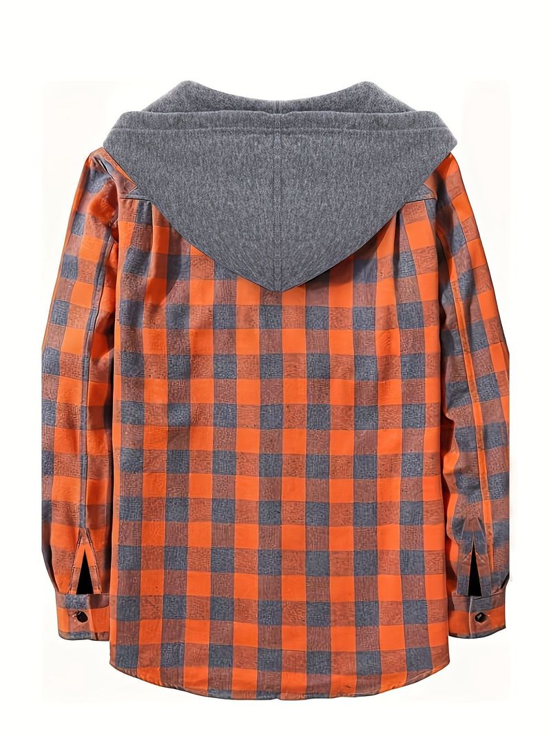 Felpa con cappuccio in flanella a quadri, tendenza moda newyorkese da uomo_voghion.com