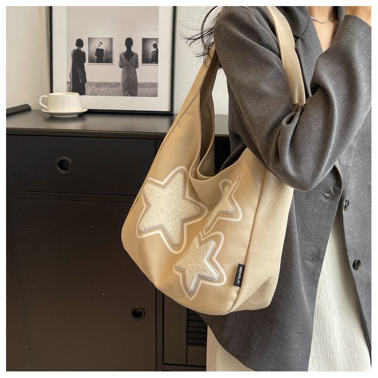 Star Pattern Women's Trendy One Shoulder Underarm Bag With Large Capacity And Versatile Student Commuting Tote Bag_voghion.com