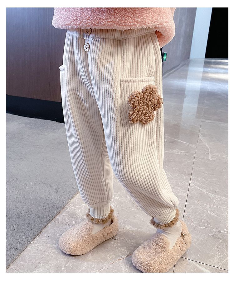 Neue Mädchen Samthose mit integriertem Samt, Kleidung für Baby Mädchen, Winterwärme, Cord Freizeithose, trendy_voghion.com