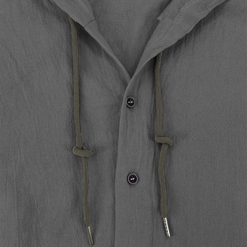 Maglietta casual a maniche lunghe con cappuccio e coulisse in cotone e lino, tinta unita, da uomo, alla moda, da abbinare a qualsiasi outfit, da spiaggia_voghion.com
