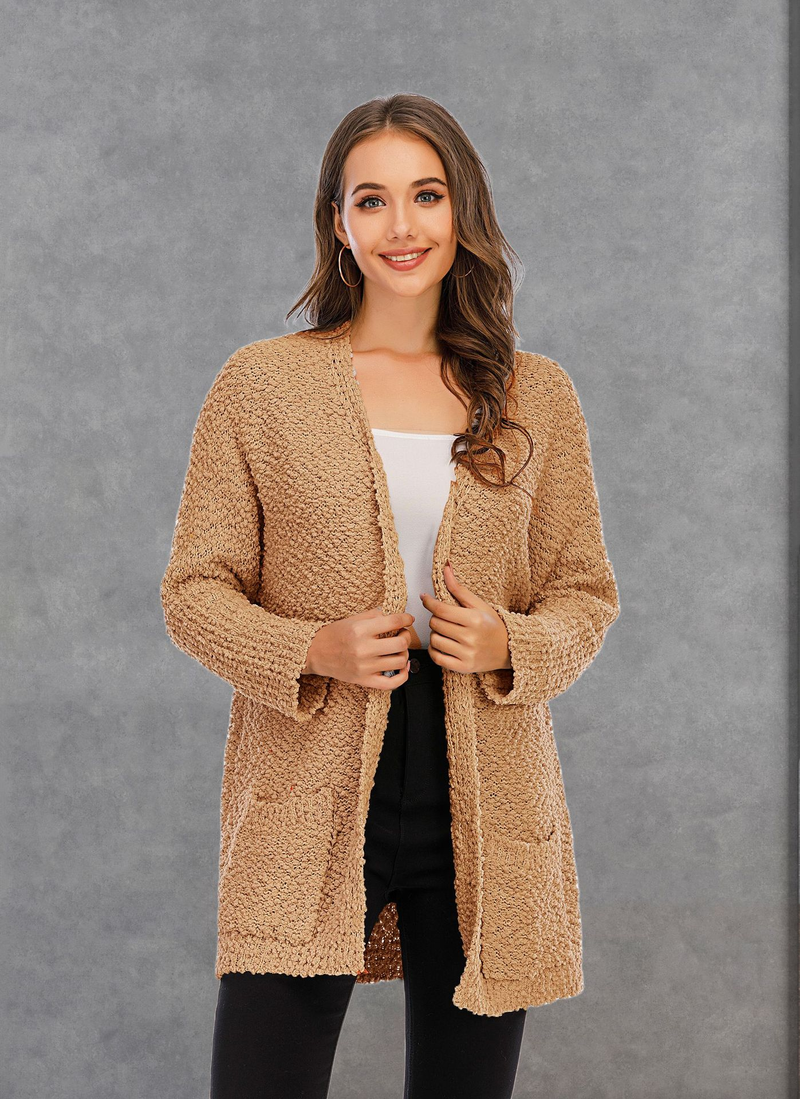 Women's plus size women's knitted double cardigan coat long sweater_voghion.com