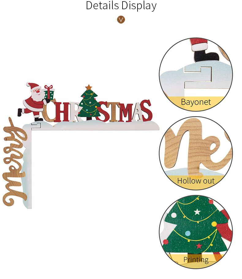 Haobei nouvelle décoration de Noël fournitures tridimensionnelles en bois lettre de Noël cadre de porte suspendu créatif porte coin table décoration_voghion.com