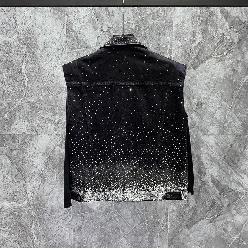 Herrenbekleidung Heiß gebohrte, mit Sternen besetzte Jeansweste, Jacke, Street-Rocking und vielseitige, lockere, ärmellose Weste, Weste, Trend_voghion.com
