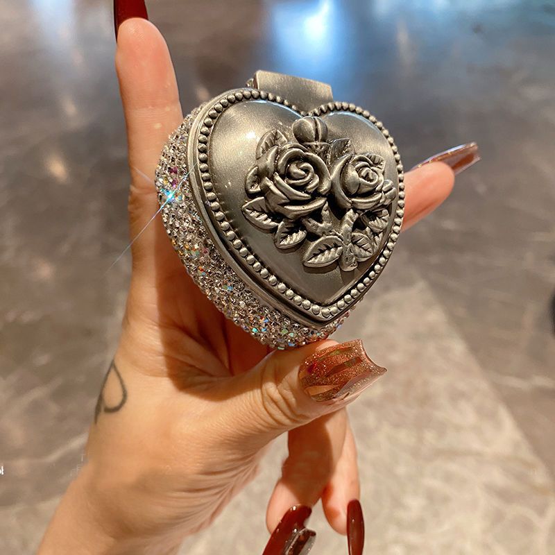 Elegant Heart-Shaped Jewelry Box With Crystal Accents – Compact & Stylish Storage For Necklaces, Earrings & Rings (Paper-Based, Dustproof)_voghion.com