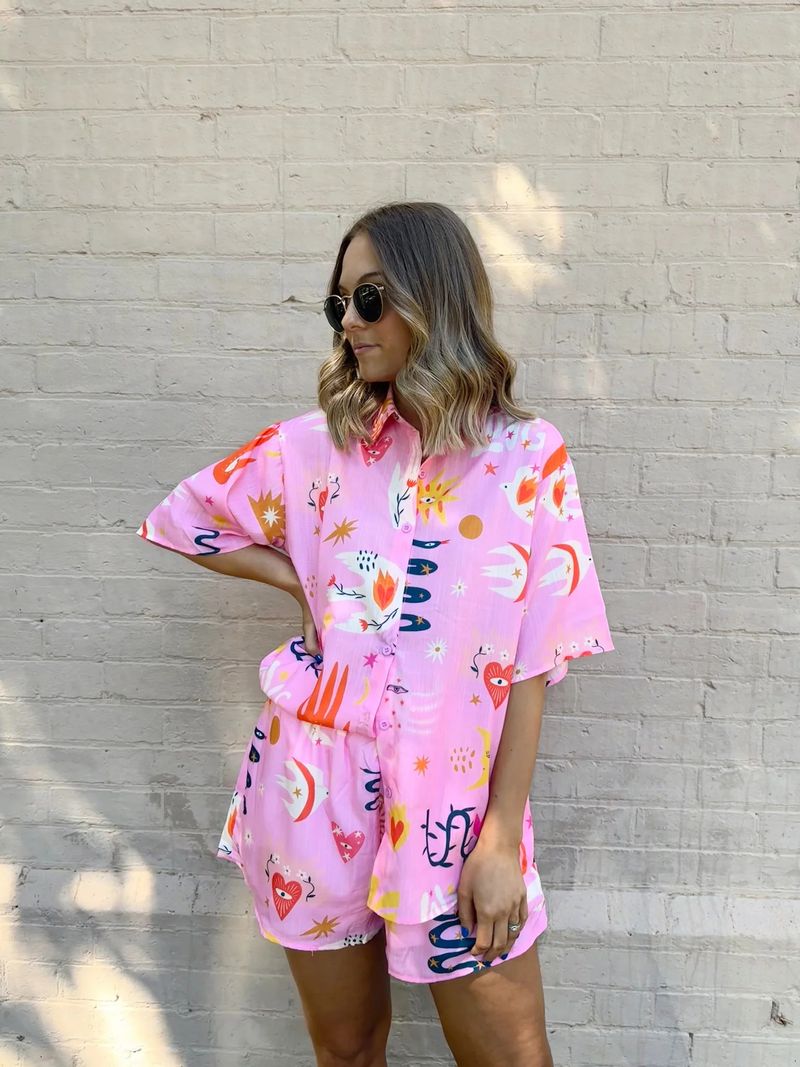 Women's Fashion Casual Suit Printed Shorts Tie-Draw Elastic _voghion.com