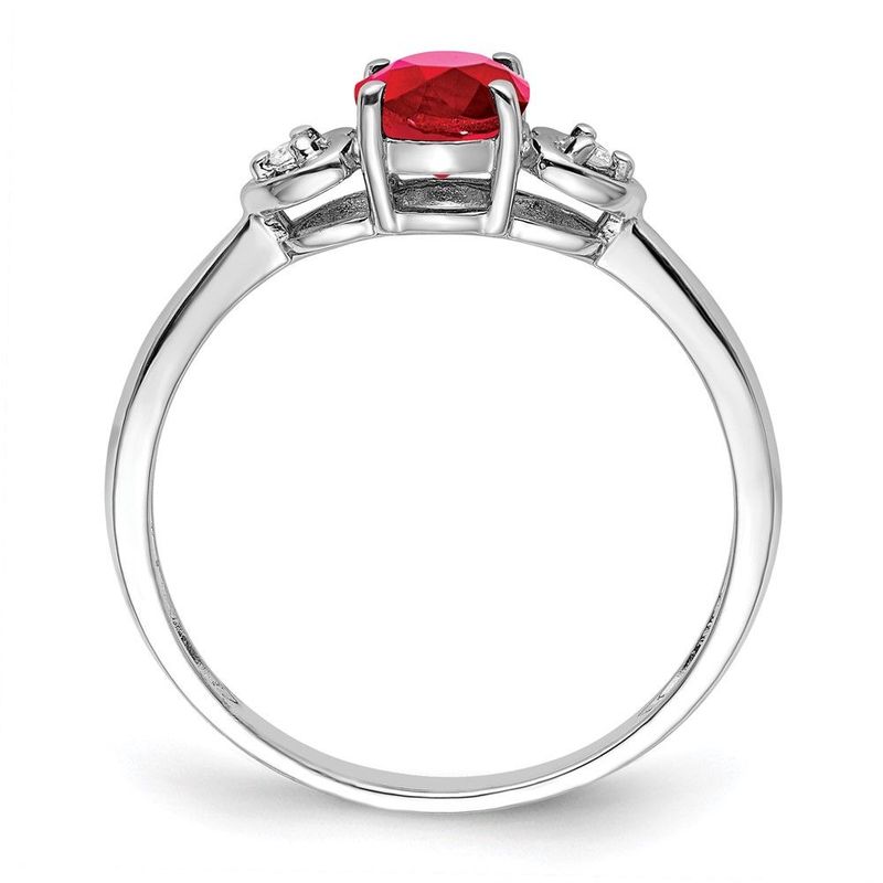 Sterling Silver Rhodium Plated Diamond And Ruby Ring_voghion.com