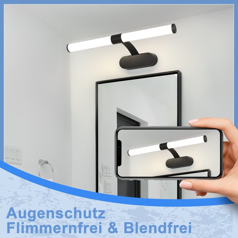 Glitzerlife LED Spiegelleuchte Bad 60CM - Weiß Spiegellampe 8W Wand Badlampe IP44 Wasserdicht Neutralweiß 4000K Moderne Wandleuchte Für Küche Keller Badschrank_voghion.com