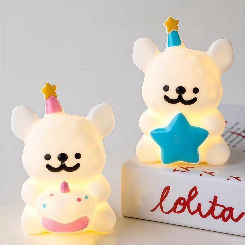 Line Puppy Atmosphere Night Light Children's Bedroom Bedside Sleep Small Table Lamp Gift For Girlfriends_voghion.com