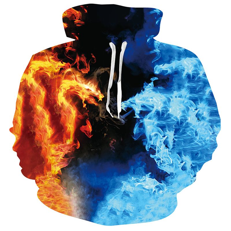 Felpa con cappuccio da uomo con stampa digitale 3D, serie Flame, manica lunga_voghion.com