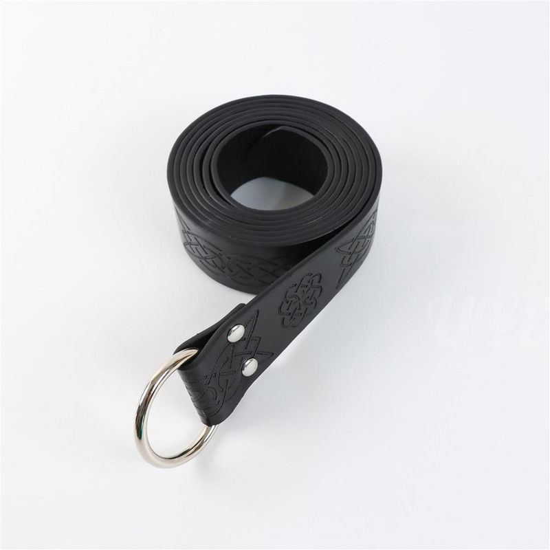 Vintage Mittelalter PU Leder Keltischer Loop Ring Emed Wikinger Gürtel Retro Accessoire Damen Herren Ritter Pirat Cosplay Kostüm_voghion.com