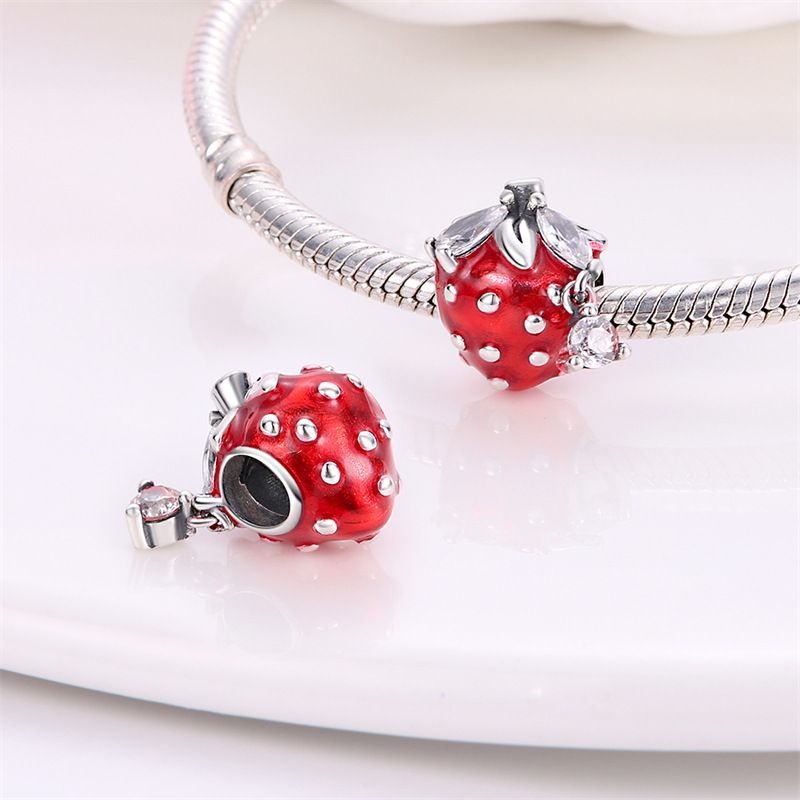 Gioielli da donna in argento placcato rame bianco 925, serie di frutta, ciondolo a forma di avocado e ciliegia, bracciale con perline fai da te Panjia, regalo_voghion.com