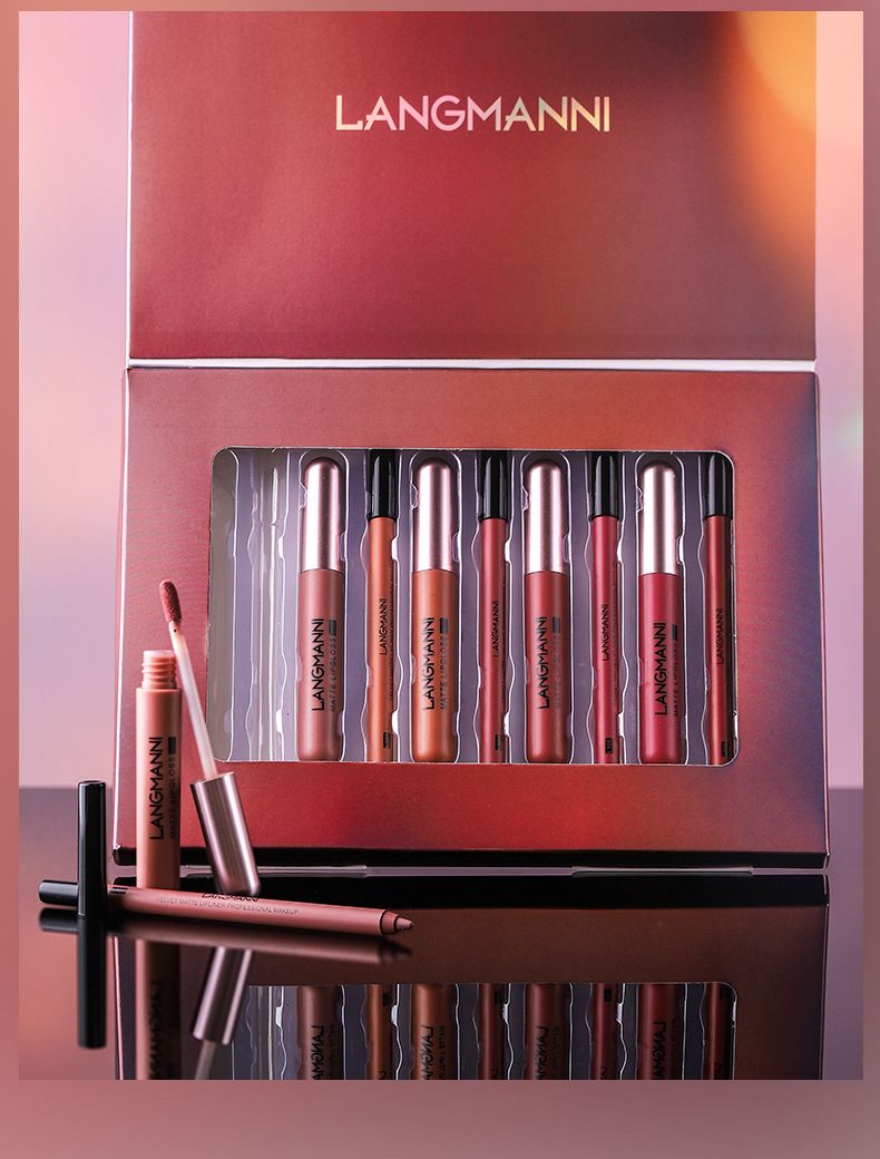 Mattes Lippenstift- und Lipliner-Set, 6 samtig-matte, flüssige Lippenstifte und 6 passende, glatte Lipliner-Lippen-Make-up-Sets, lang anhaltende Lippenstifte als Geschenkset_voghion.com