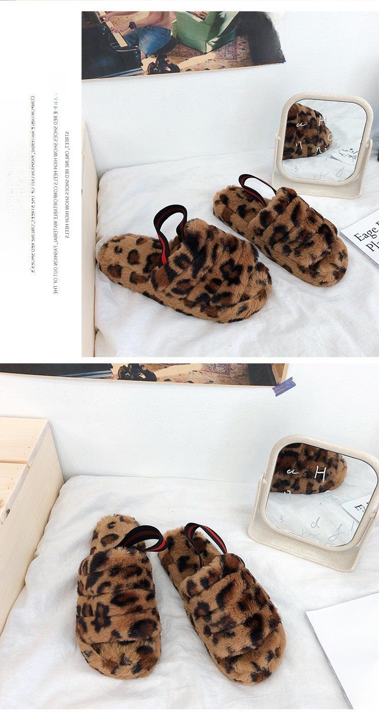 Foreign trade thick-soled plush slippers for women 2023 New 43 plus size flat home plush cotton slippers elastic band warm_voghion.com