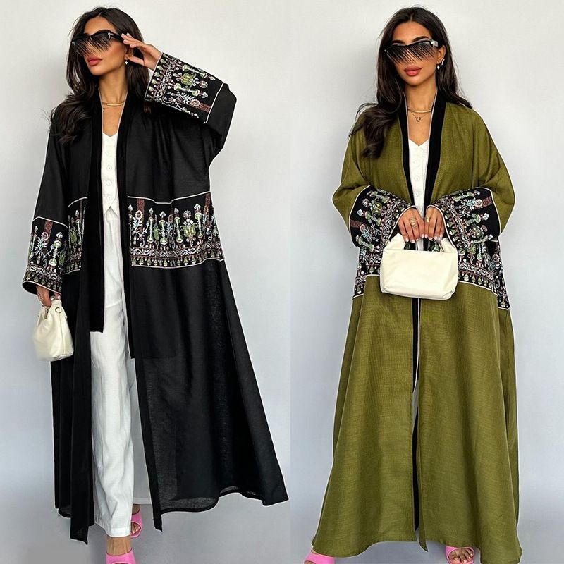Women's Clothing Middle East Cardigan Embroidery Embroidered Robe_voghion.com