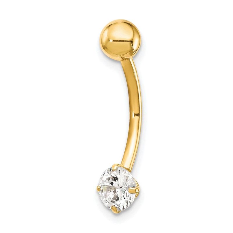 10k W/5mm Round Cz Belly Dangle_voghion.com