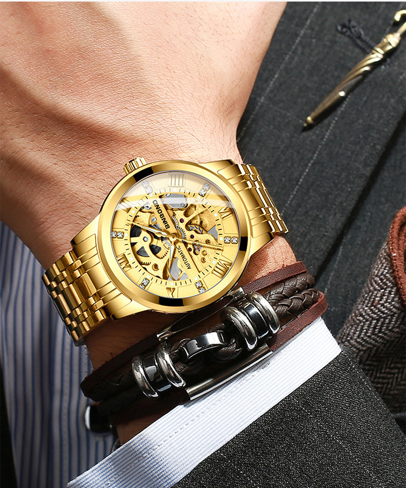 Armbanduhr Herren Automatische Mechanische Uhr Hohl Im Dunkeln Leuchtend Wasserdicht Studenten Einfache Mode Trend Herrenuhr_voghion.com