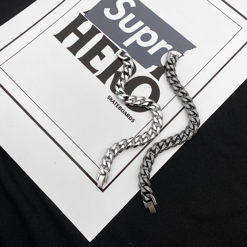 Retro Titanium Steel Hip Hop Chain Simple Personality Couple Cold Style Bracelet Men And Women Trendy Wide Cuban Bracelet_voghion.com