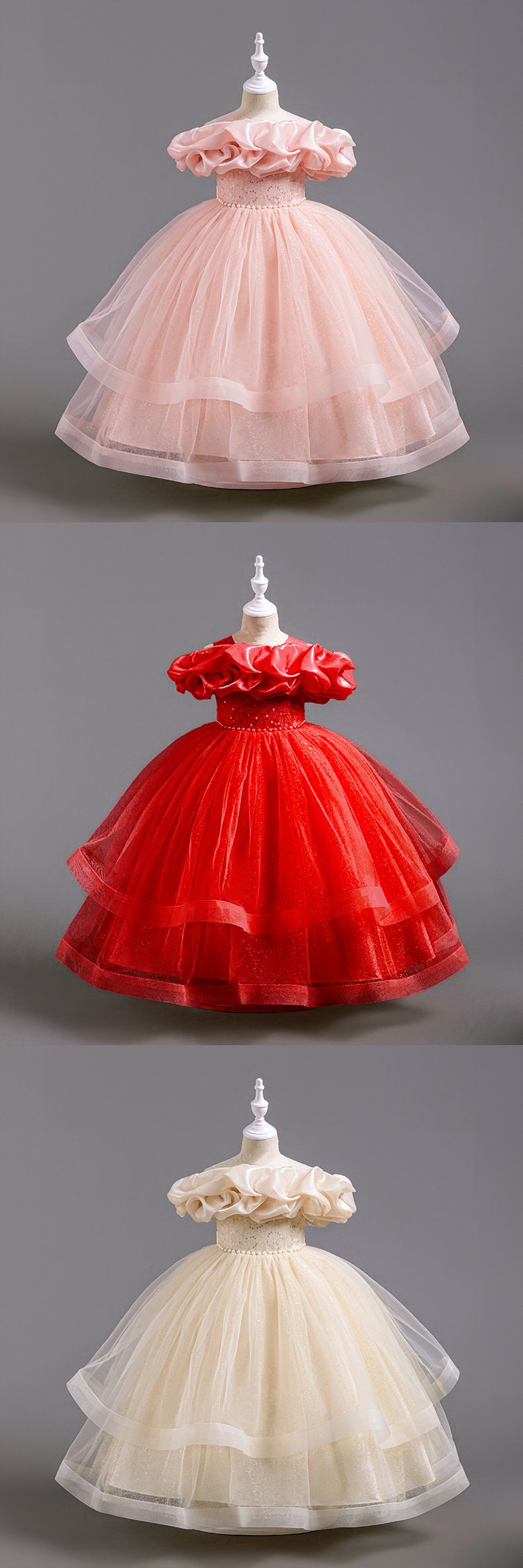 Mutter & Kinder Kinderkleid im neuen Stil flauschiges Mesh Geburtstagsprinzessinkleid Mädchen Abendkleid Blumenmädchen Kinderkleidung auf Lager_voghion.com