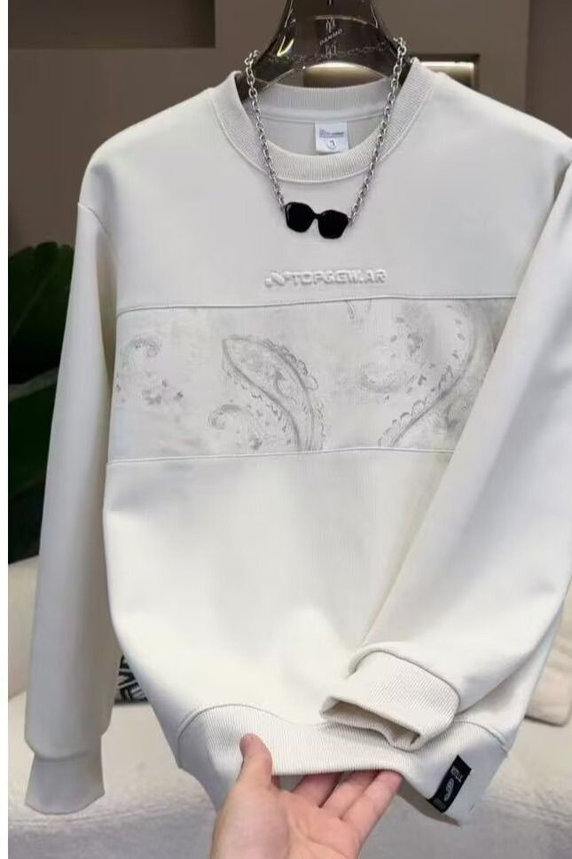 „Freizeitliches Herren-Sweatshirt mit Rundhalsausschnitt – Oversized-Pullover mit Patchwork-Grafikprint“_voghion.com