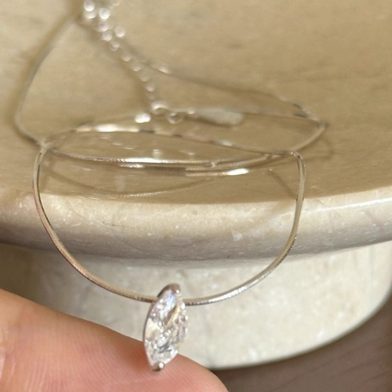 Collar de diamantes con forma de ojo de caballo y gota de agua para mujer, estilo Ins, minimalista francés, lujo ligero, diseño de nicho, azul_voghion.com