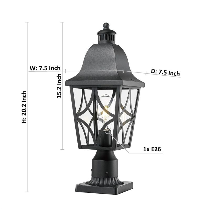 Lampada da recinzione in alluminio per terrazza, patio, giardino, esterno, con illuminazione a palo, impermeabile, in vetro, per illuminazione esterna_voghion.com