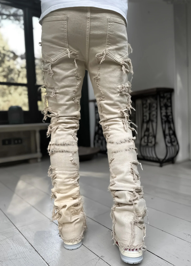 2023 neue männer Street Fashion Ins Elastische Patch Denim Gerade Bein Hosen_voghion.com