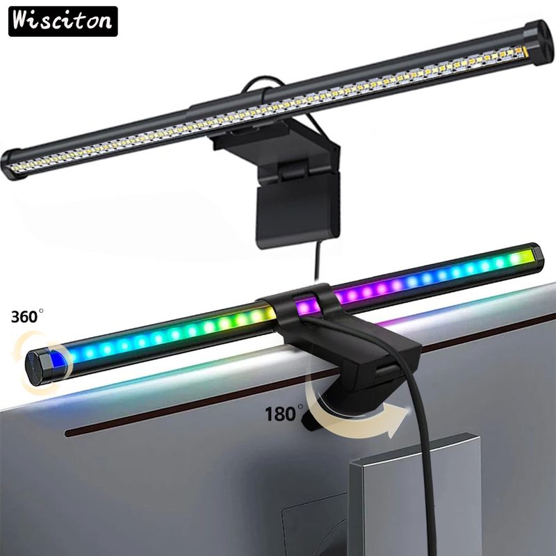 LED-Monitor-Lichtleiste, Computer-Bildschirm, Hängeleuchten, RGB-Atmosphäre, Tischlampe für Arbeit, Studium, Lesen, Gaming, Dimmen_voghion.com