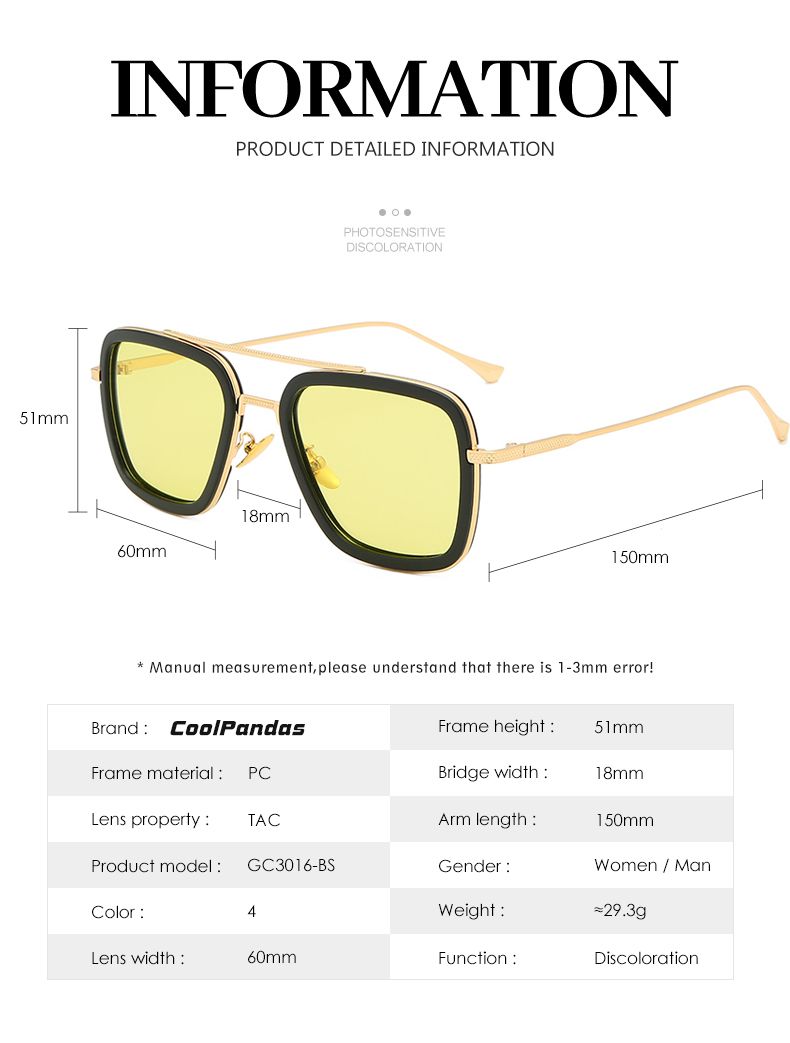 Moda LIOUMO Moda Tony Stark Occhiali da sole Uomo Donna Fotocromatici Polarizzati Occhiali da guida Steam Punk oculos de sol feminino_voghion.com
