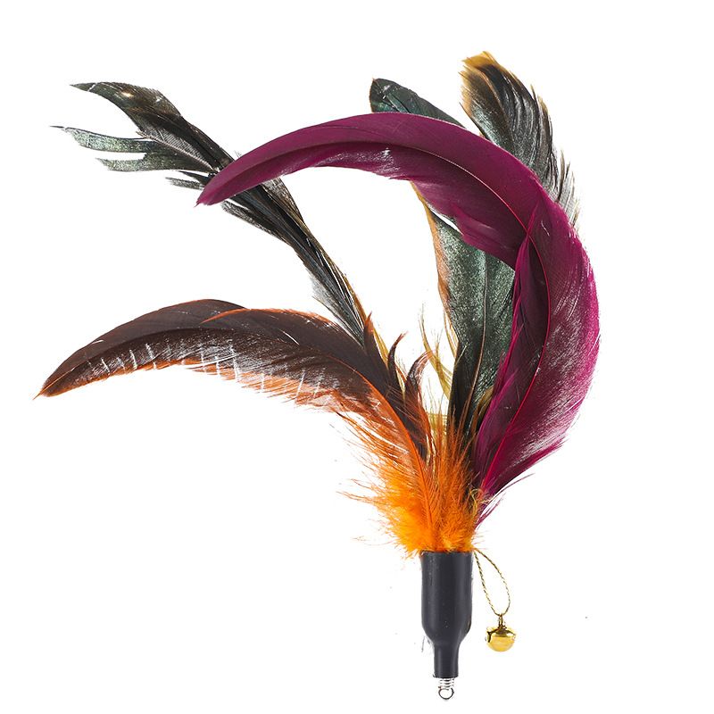 Pet Cat Toy Feather Replacement Creative Boredom Relief Telescopic Head Teaser Wand Set_voghion.com