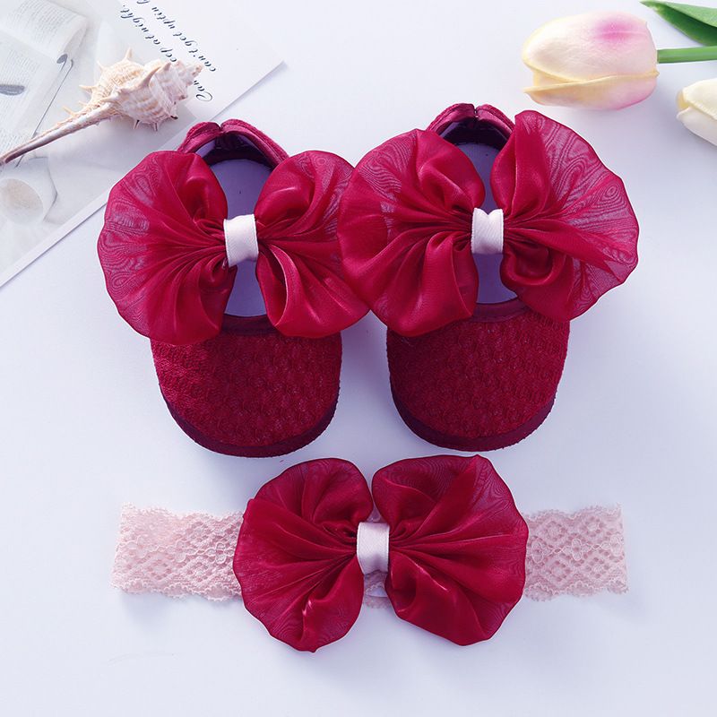 Mutter & Kinder Neue grenzüberschreitende frühling und herbst baby schuhe stirnband set 0-1 jahre altes baby schuhe weiche sohle kleinkind prinzessin schuhe 3-8 monate_voghion.com
