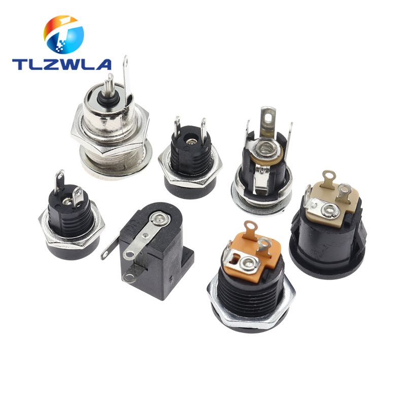 10Pcs Connectors 5.5x2.1mm 3.5x1.3mm Male Female Plug Jack Socket Nut Panel Mount DC Power Adapter Connector 5.5*2.1_voghion.com