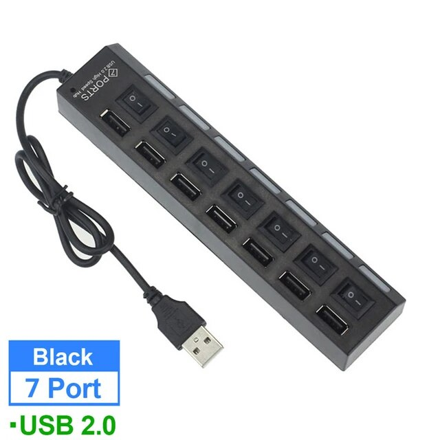Switch Expansiounshub 7-Port USB2.0 Hub Computer USB Expansiounshub One-Drag Siwe-Port Splitter PC Laptop Desktop_voghion.com