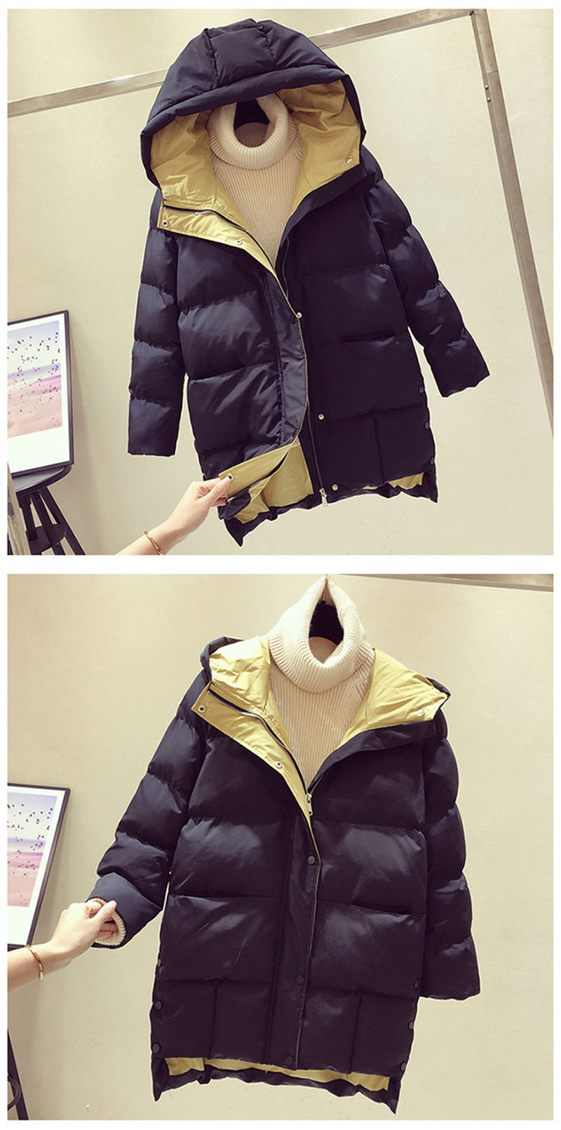 Winte-Chaqueta larga con capucha para mujer, abrigo acolchado de algodón para mujer, abrigo femenino de alta calidad Wam Outwea, Paka Manteau 2023_voghion.com
