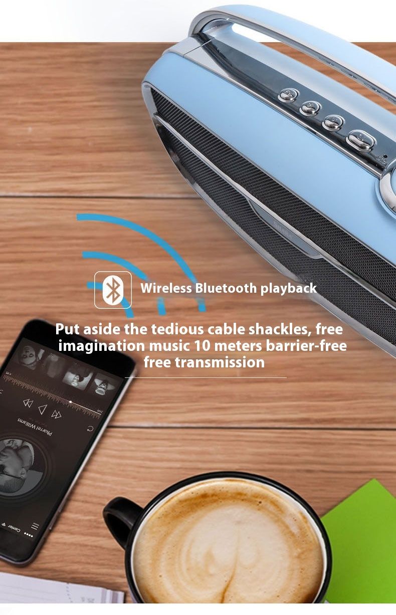 Tragbarer kabelloser Heimlautsprecher, FM-Radio, Stereo-Subwoofer, Bluetooth-Lautsprecher_voghion.com