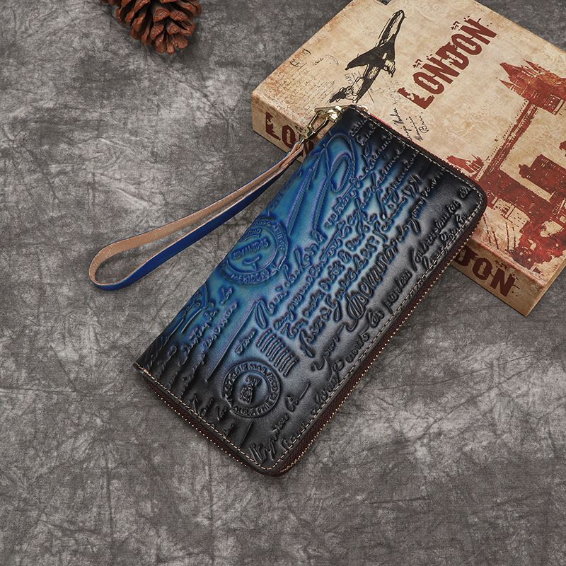 Portafoglio da donna vintage con pelle di mucca goffrata sullo strato superiore, portamonete inglese_voghion.com